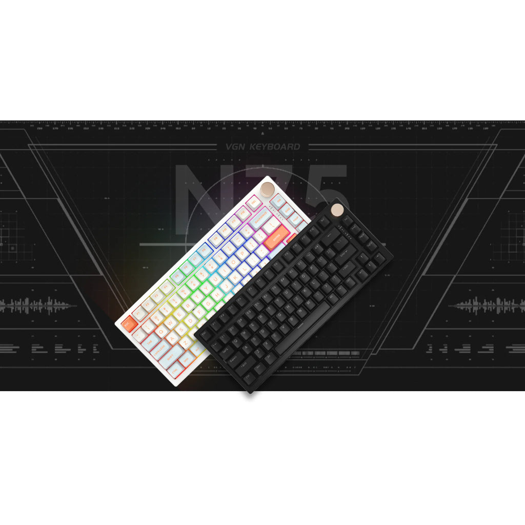 VGN N75 Pro Hot-Swappable Mechanical Keyboard - Steam Wave Pro (Carribean Blue & Jelly Orange)